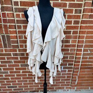 Ruffle Vest Jrs Large Champagne Cascade Waterfall Open Front Boho Fairycore Y2K